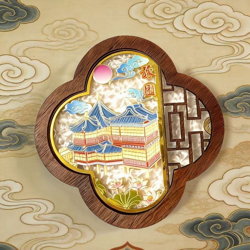 Shanghai Yuyuan Cultural Creative ตู้เย็นสติกเกอร์ Jiangnan Garden Travel ที่ระลึกเมืองลักษณะของขวัญ
