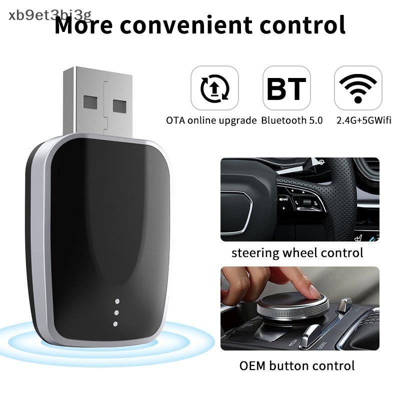 Cod 2in1 wireless Carplay Android Auto Adapter ai mini Box Plug & Play การเชื่อมต่อ