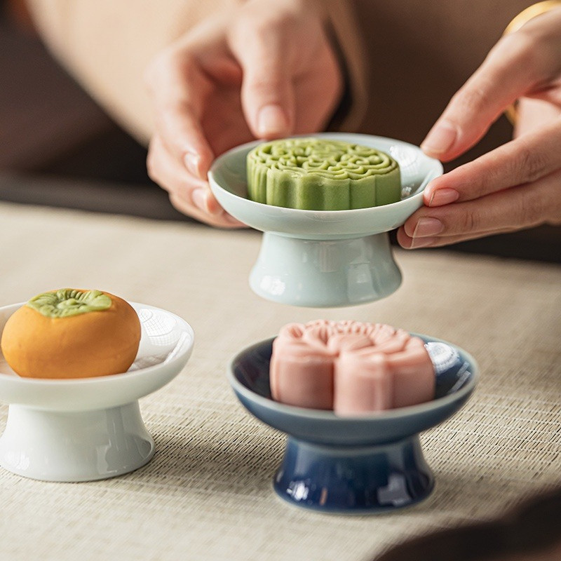 Ceramic Chinese Refreshment Plate Dried Snack Fruit Small Tray Sunflower Seed Snacks Pastry Plate Sn