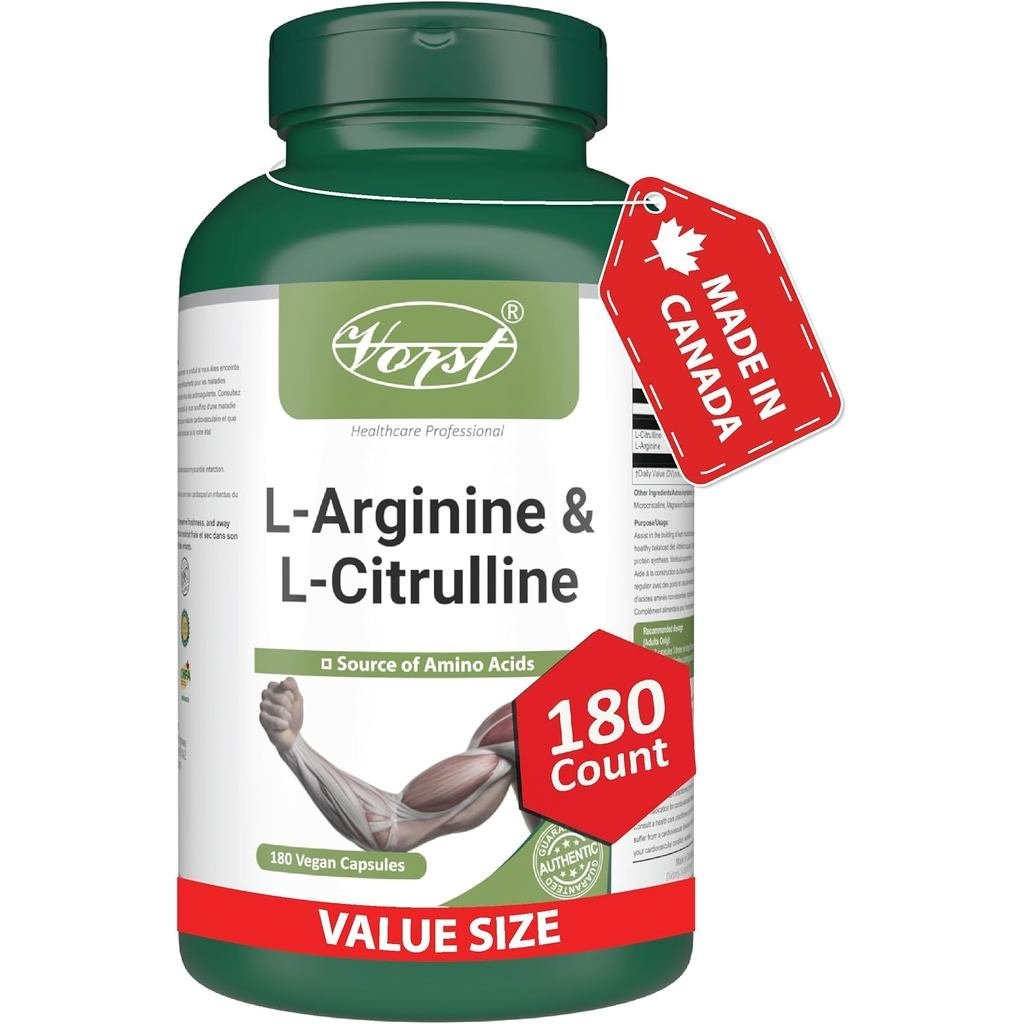 VORST L-Arginine 900mg & L-Citrulline 900mg ต่อเสิร์ฟ 180 แคปซูลมังสวิรัติ