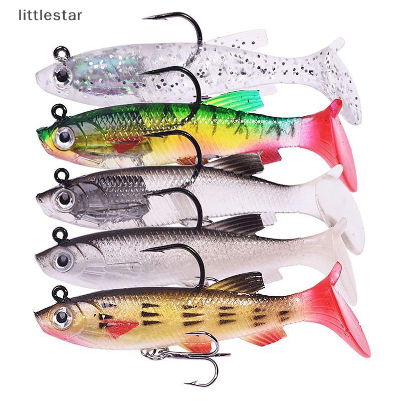 B&A T-tail Soft Bait Paage Lead Bait ชุดเหยื่อปลอม 7.5 ซม./12g ตกปลา Coed Mouth Bass Bionic Double H