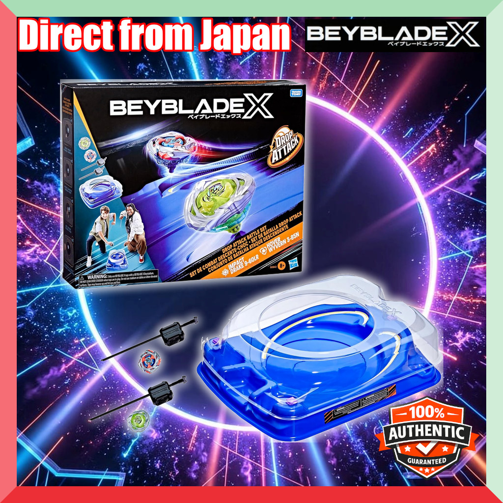 BEYBLADE Drop Attack Battle Set with Bay Stadium Arena, includes tops & 2 launchers, Impact Drake 9-