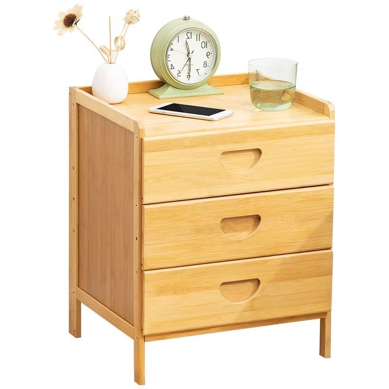 Bamboo Bedside Table Sofa Sides Table with Drawer Side Table Storage Cabinet
