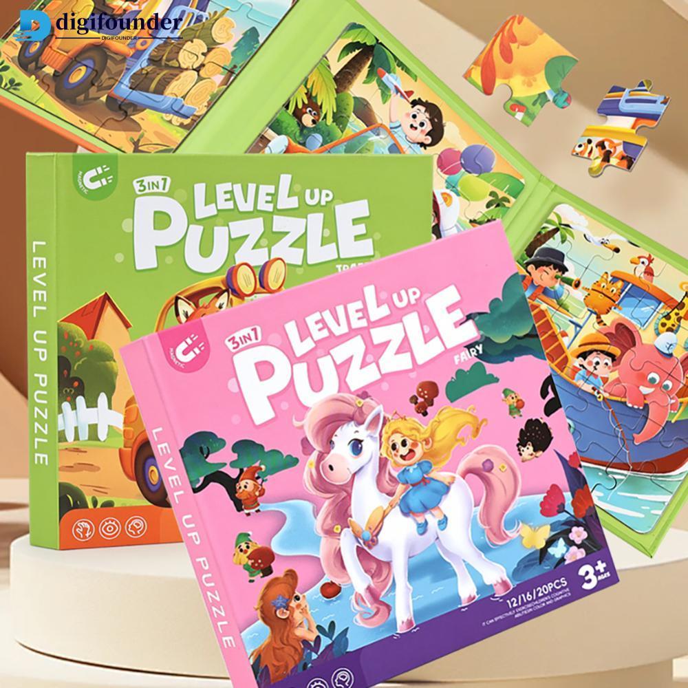 DIGIFOUNDER ปริศนาแม่เหล็กสําหรับเด็กวัยหัดเดิน 1-3 รถสัตว์พับได้ Ocean Puzzle Book ขนาดใหญ่ Chunky 