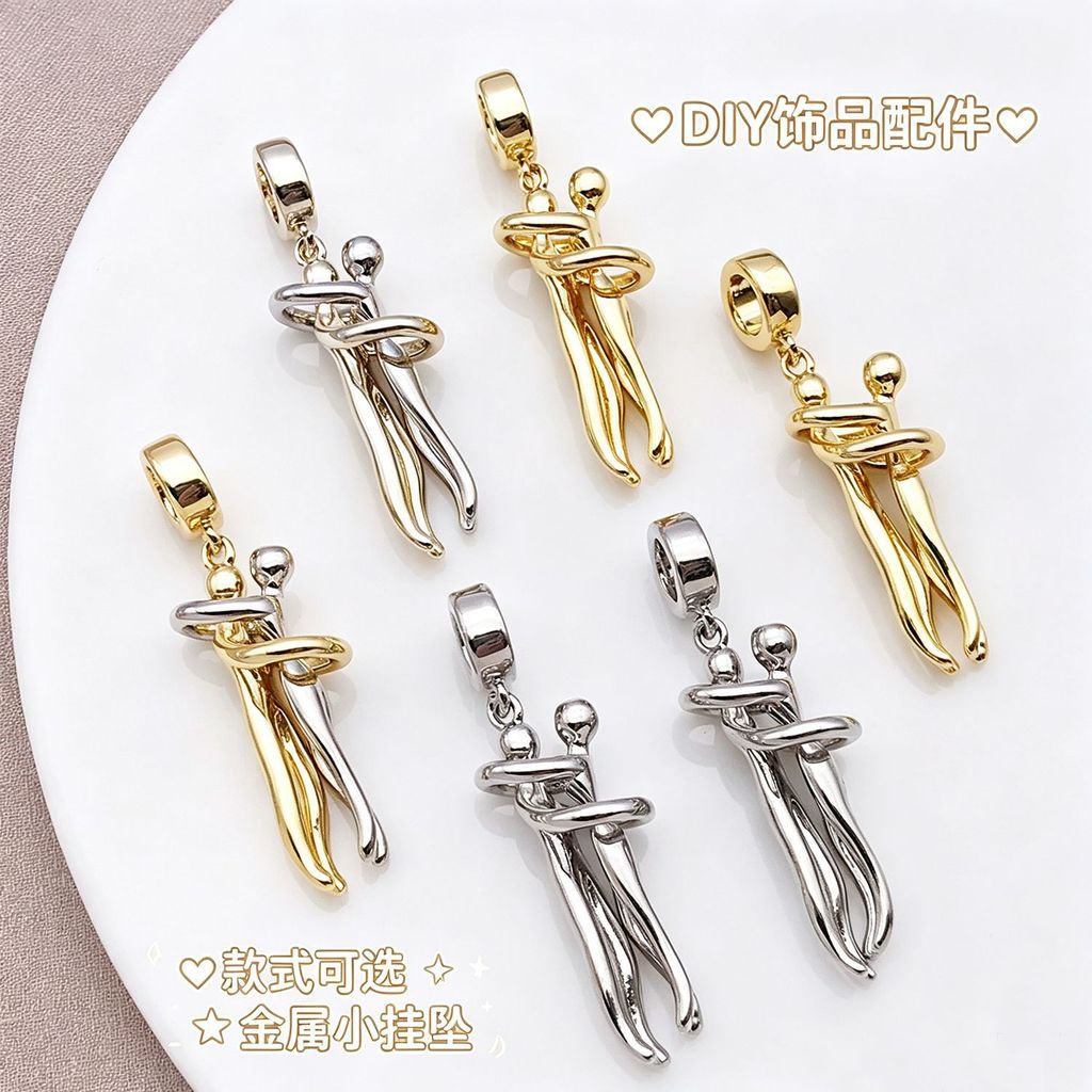 อุปกรณ์เครื่องประดับ DIY 38x10 มม.ทองแดงชุบ 18k ทองแท้ Strong สีการเก็บรักษาคู่ Hug สร้อยข้อมือสร้อย