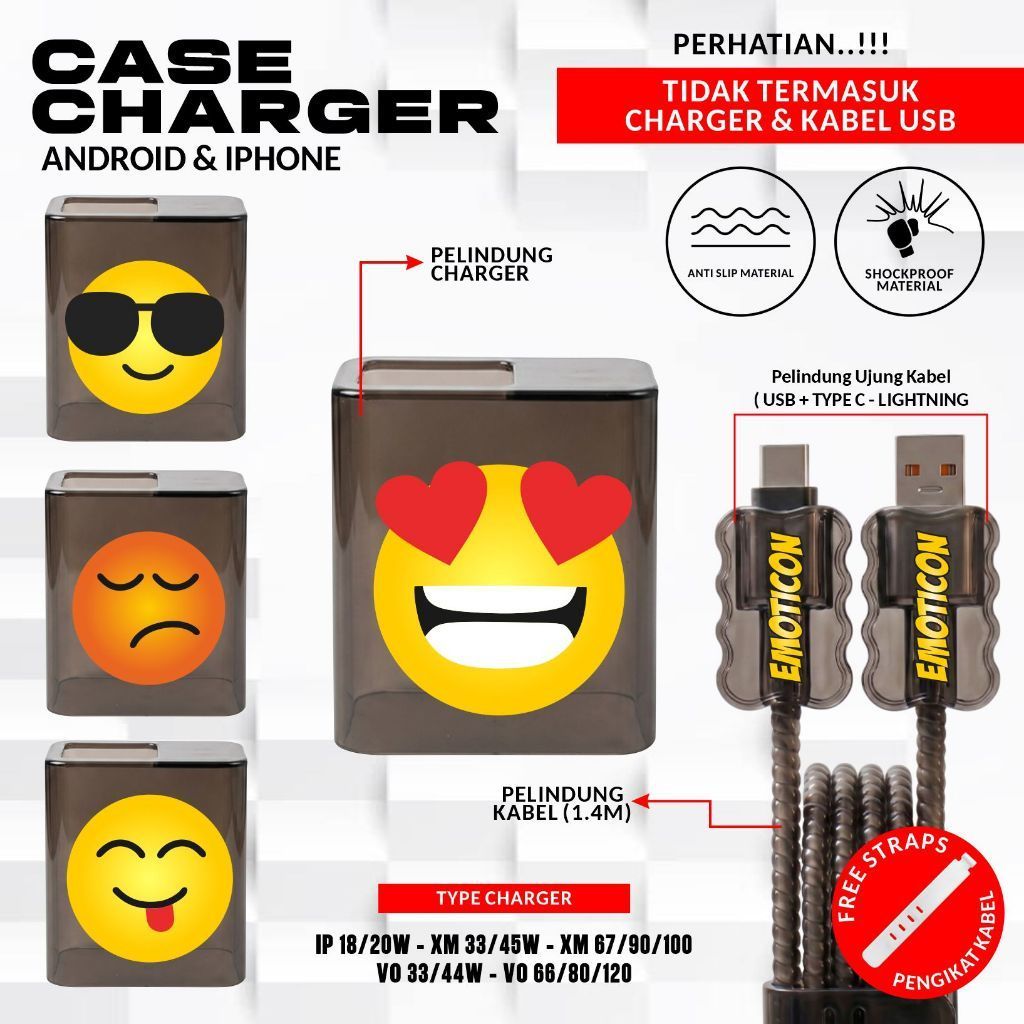 เคสที่ชาร์จตรงสีดํา & ตัวป้องกันสายเคเบิล OTICON น่ารักสําหรับ iPhone, Xiaomi, Vivo Charger