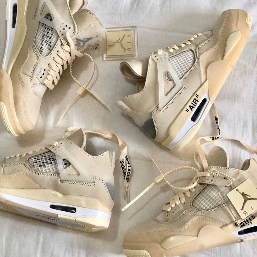 Off-White x Air Jordan 4 Sail White Cream Co-Branded Womens CV9388-100 3UKO