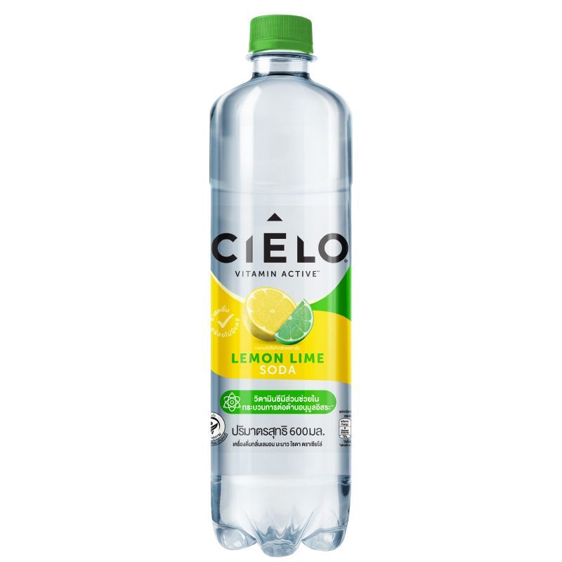 เซียโล่กลิ่นเลมอนมะนาวโซดา 600มล. Cielo Lemon Lime Flavour Soda 600ml.