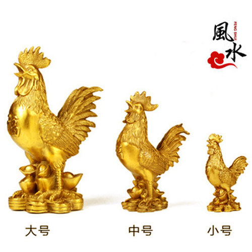 Feng Shui ไก่เครื่องประดับ Ingot ไก่เลียนแบบทองแดงบริสุทธิ์ Golden Rooster เครื่องประดับหัตถกรรมเครื
