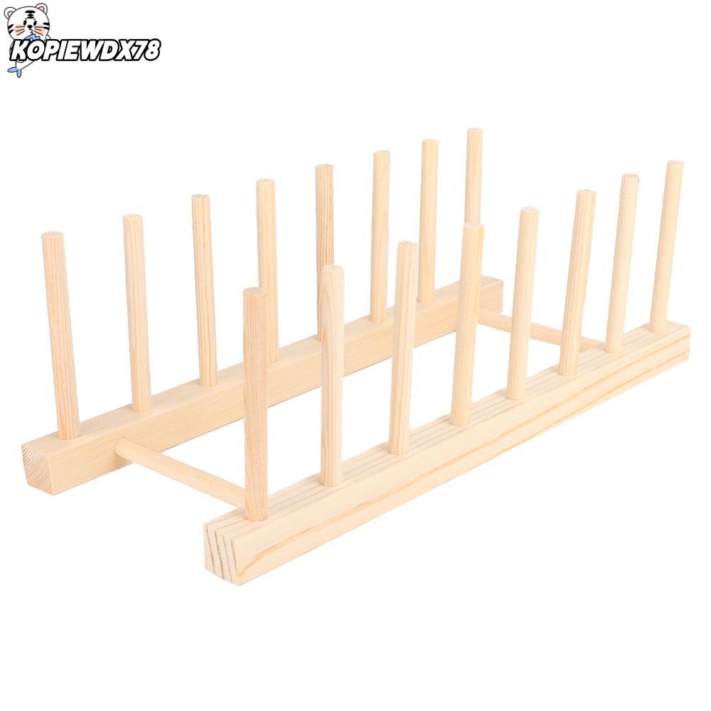 KOPIEWDX78MN 2PCS ชั้นวางจาน, 7-Slot Design แนวตั้งแผ่นอบแห้ง Rack, แบบพกพา Woodon ห้องครัวจาน Drain