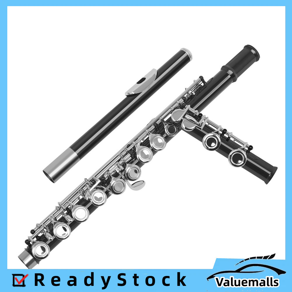valuemalls-th Western Concert Flute Cupronickel Nickel Plated 16 Holes C Key Woodwind Instrument wit
