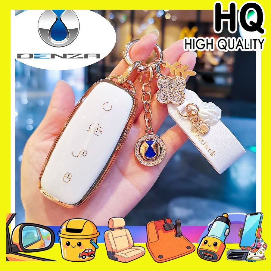 [READY]DENZA D9 Car Logo Key cover BYD DENZA EV fashion key shell Drill ring Key lanyard buckle AM0Q