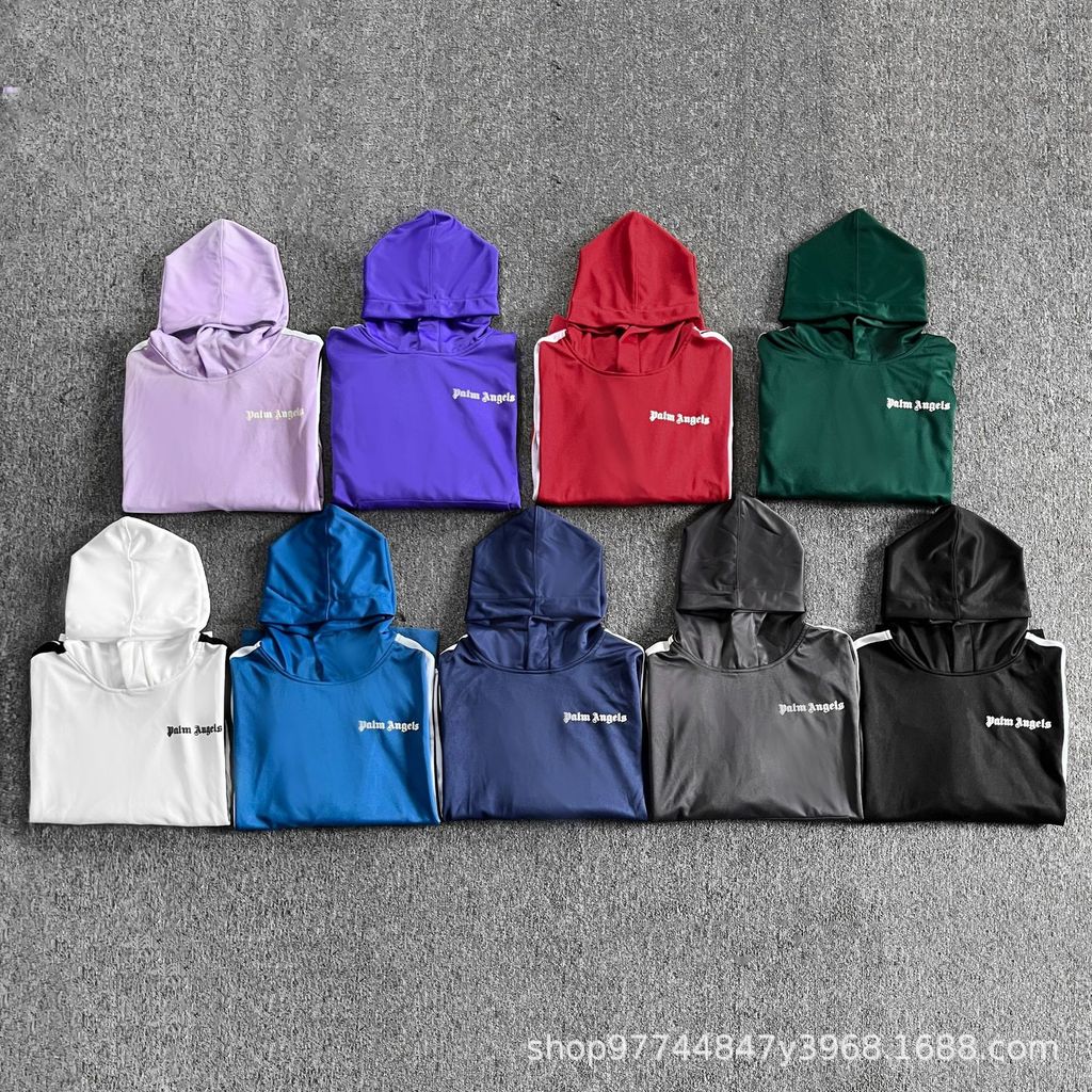 GHNZ Palm Angels Palm Angels โลโก้สไตล์ใหม่ Drawstring ลาย Hooded เสื้อกีฬาผู้ชายผู้หญิงเสื้อฮู้ดหลว