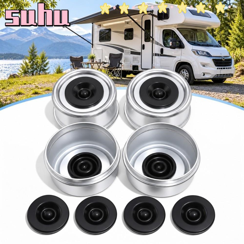 SUHUHD 4PCS Trailer Axle Dust Cap, Heavy Duty พร้อมปลั๊กยาง Trailer Hub Dust Cap, ทนทาน 2.44 นิ้วแบร