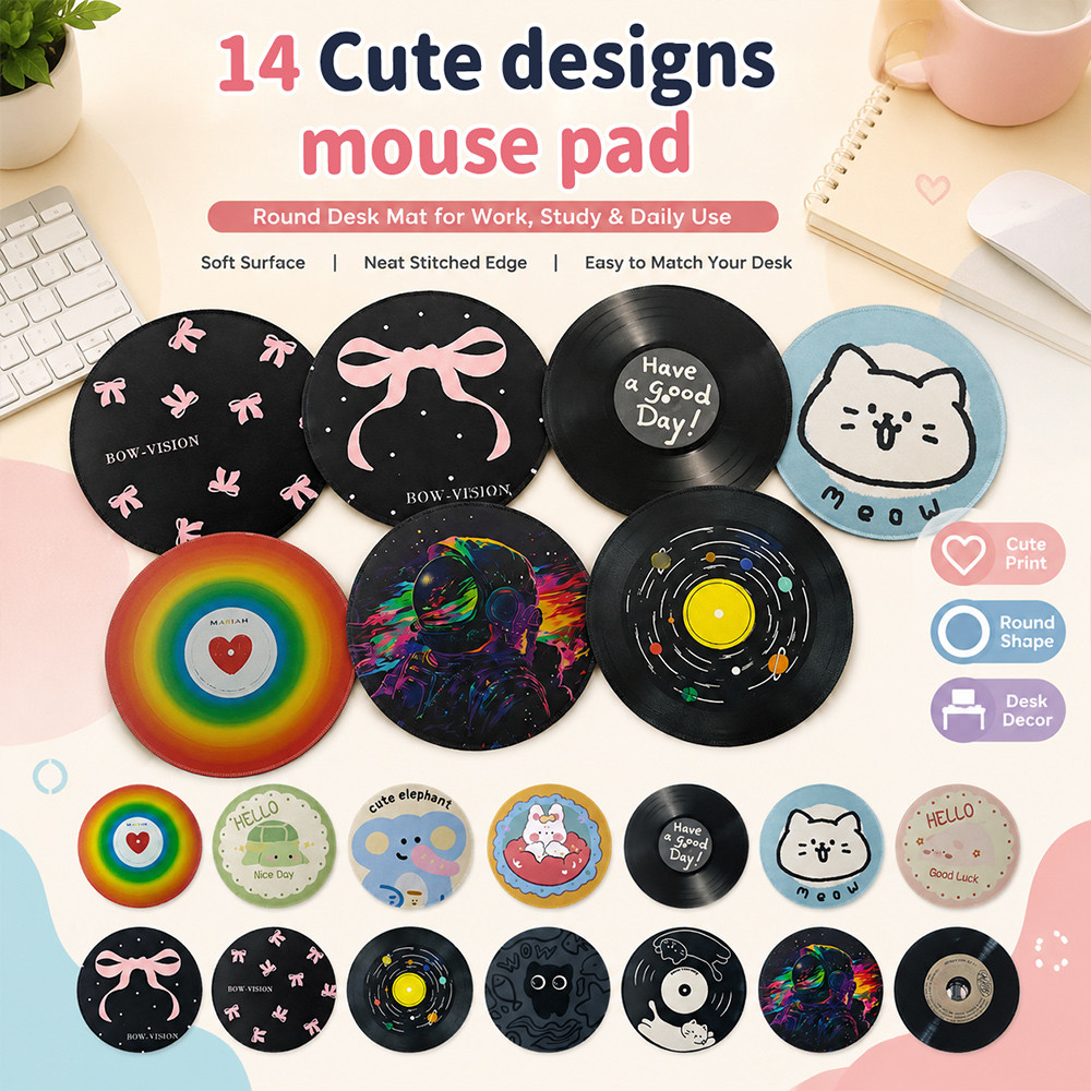 กลม ลายการ์ตูนสุดน่ารัก แผ่นรองเม้าส์ แผ่นรองเม้าส์ลายการ์ตูน Mouse Pad แผ่นรองเมาส์ ที่รองเมาส์ 200*200*3mm