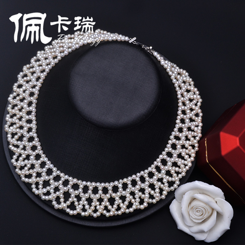 สร้อยคอมุกน้ำจืด S925 เงินสเตอร์ลิง ออกแบบ Wave Cross พร้อมห่วงคอนซีลเลอร์