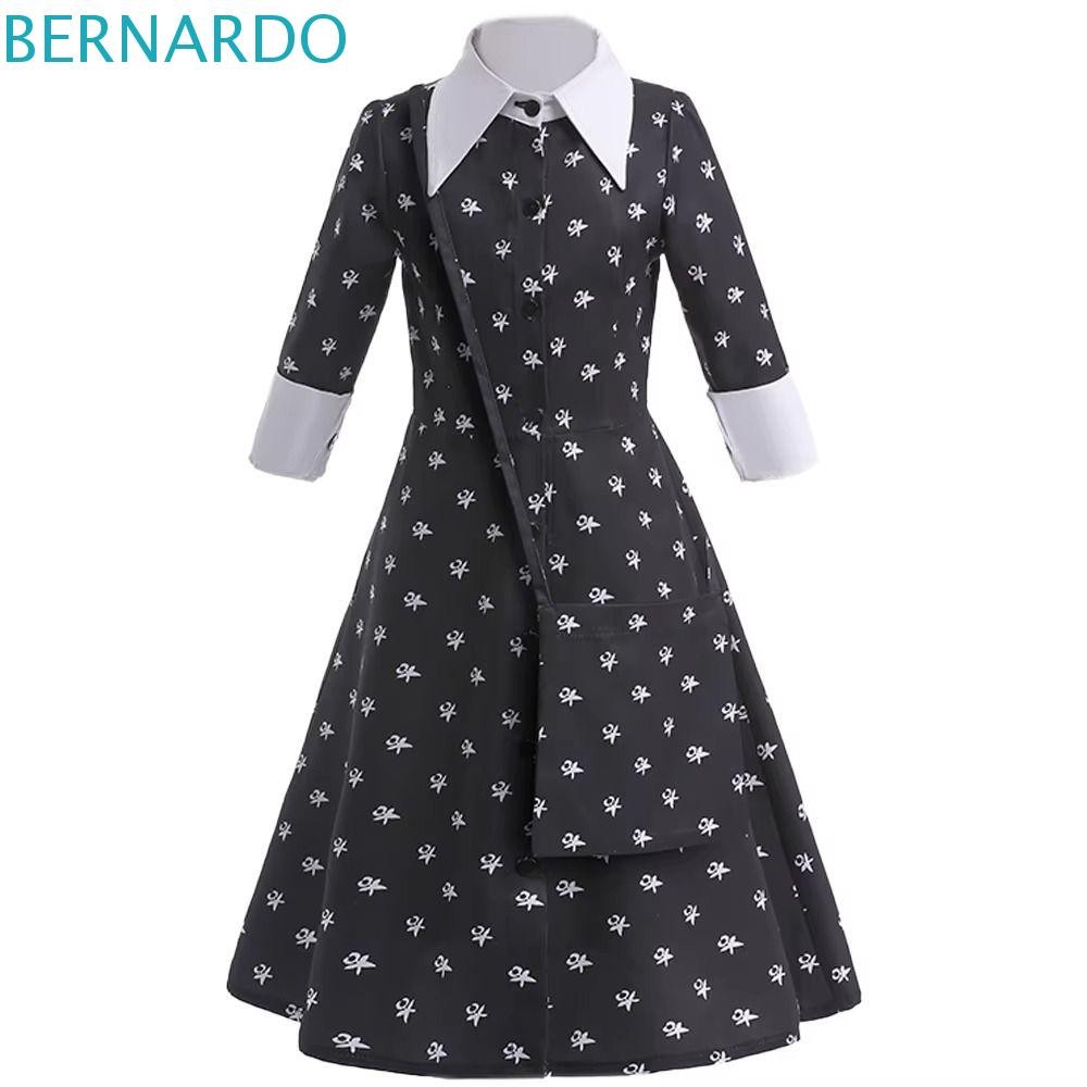BERNARDO ชุดคอสเพลย์ Wednesday Addams สไตล์โกธิค สำหรับเด็ก พร้อมใช้ในงานHALOWEEN