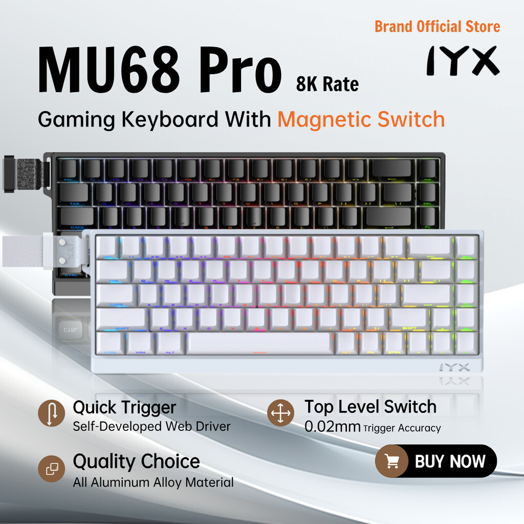 IYX MU68 PRO สวิทช์แม่เหล็ก Gang คีย์บอร์ด Alunum Alloy 8000Hz Quick Trigger คีย์บอร์ด Hot Swap SOCD