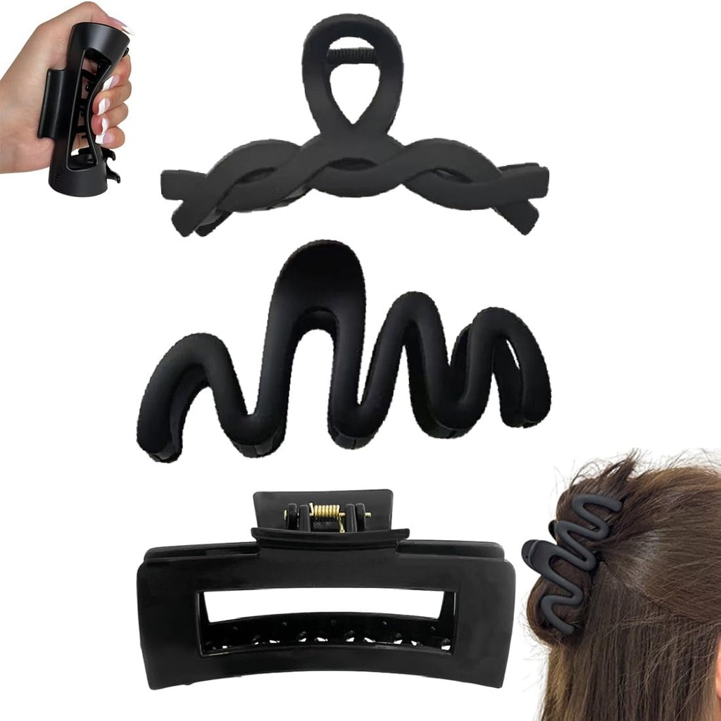 3pcs Cloud Clip, Square Frosting Hair Soft Claw Clips for Women, Flexible Clawclip for Thick Hair, L
