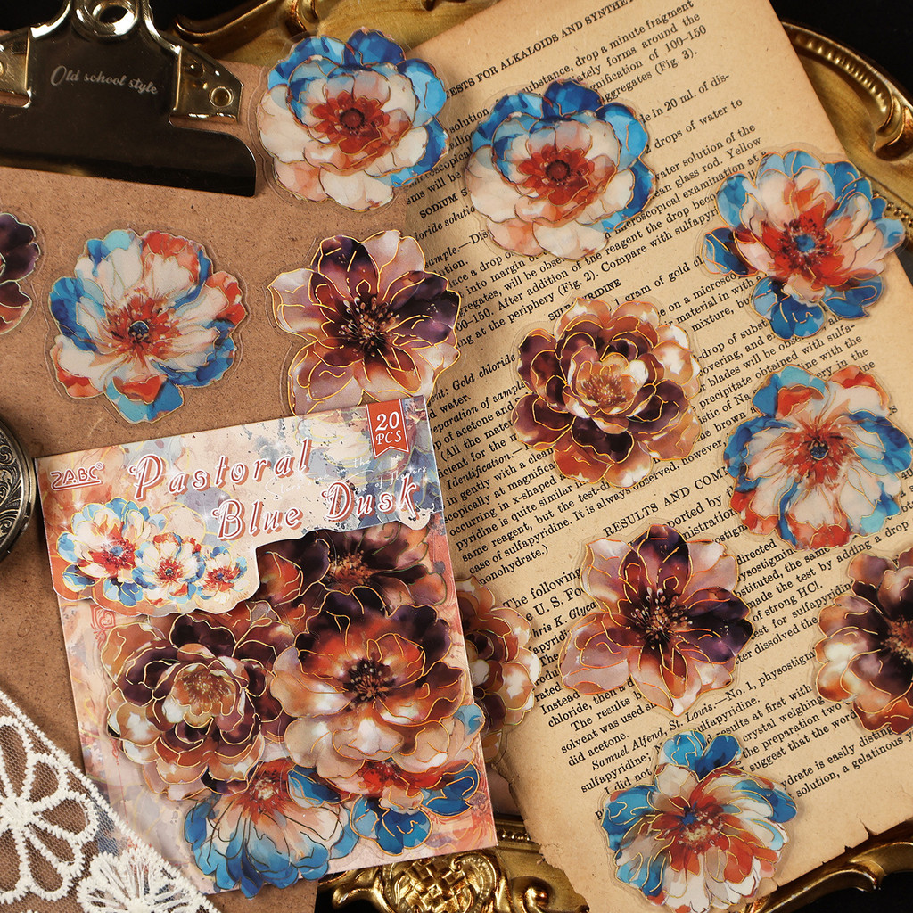 Journamm 20pcs ดอกไม้สีน้ําทองฟอยล์สติกเกอร์ PET ดอกไม้สติกเกอร์ความงาม Decal สําหรับ Scrapbooking Junk Journal Planners การ์ดทํา Art Craft โครงการโทรศัพท์แล็ปท็อป