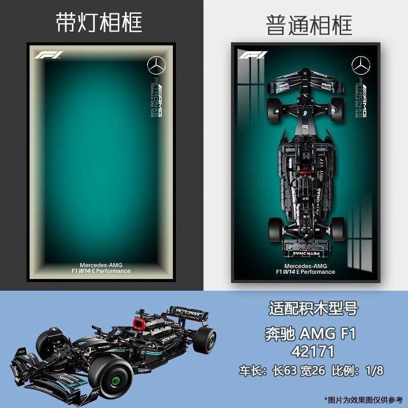 Lego Benz F1 Building Block กรอบรูปจอแสดงผลติดผนังอลูมิเนียมกรอบรูป Lego Building Block20251013