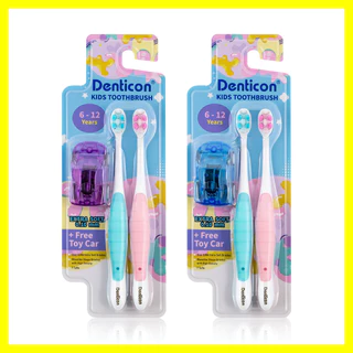 Denticon Kids Toothbrush 6-12yrs 2pcs [Free! Toy Car Random Color] เดนติคอน แปรงสีฟันสำหรับเด็กอายุ 6-12 ปี.