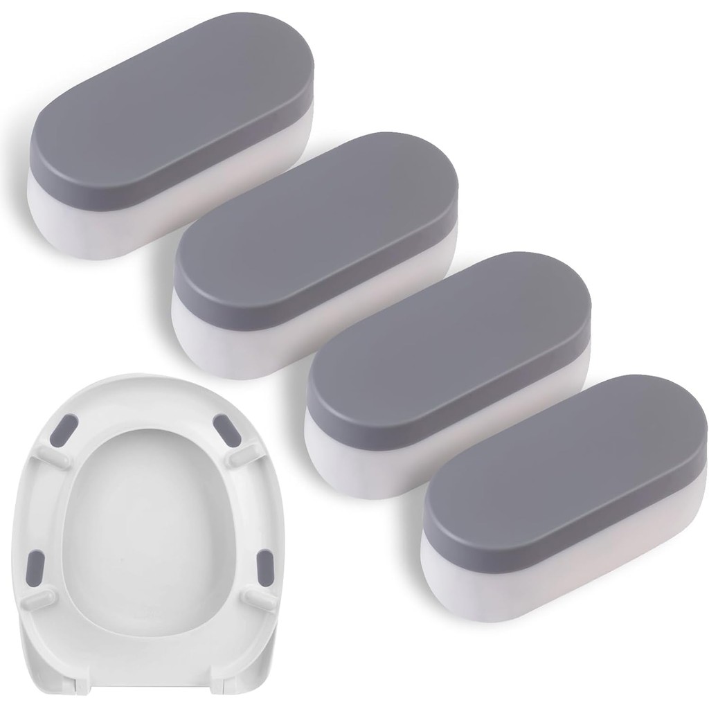 แผ่นรองฝาชักโครก 4 ชิ้น Toilet Seat Bumper แบบมีกาว กันกระแทก ติดง่าย ใช้ได้กับโถชักโครกทั่วไป