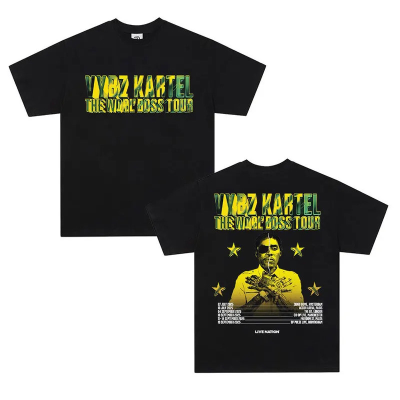 KATUN กราฟิกพิมพ์กราฟิกเสื้อยืดอัลบั้ม Tur Rapper Vybz Kartel เสื้อผ้าผู้ชาย Hip Hop Gothic แฟชั่นเส
