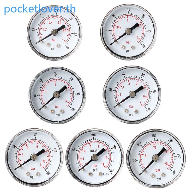 Poc 40 มม.1 8 BSPT เครื่องวัดความดันด้านหลังด้านหลัง 15 30 60 100 160 300 PSI Bar สําหรับ