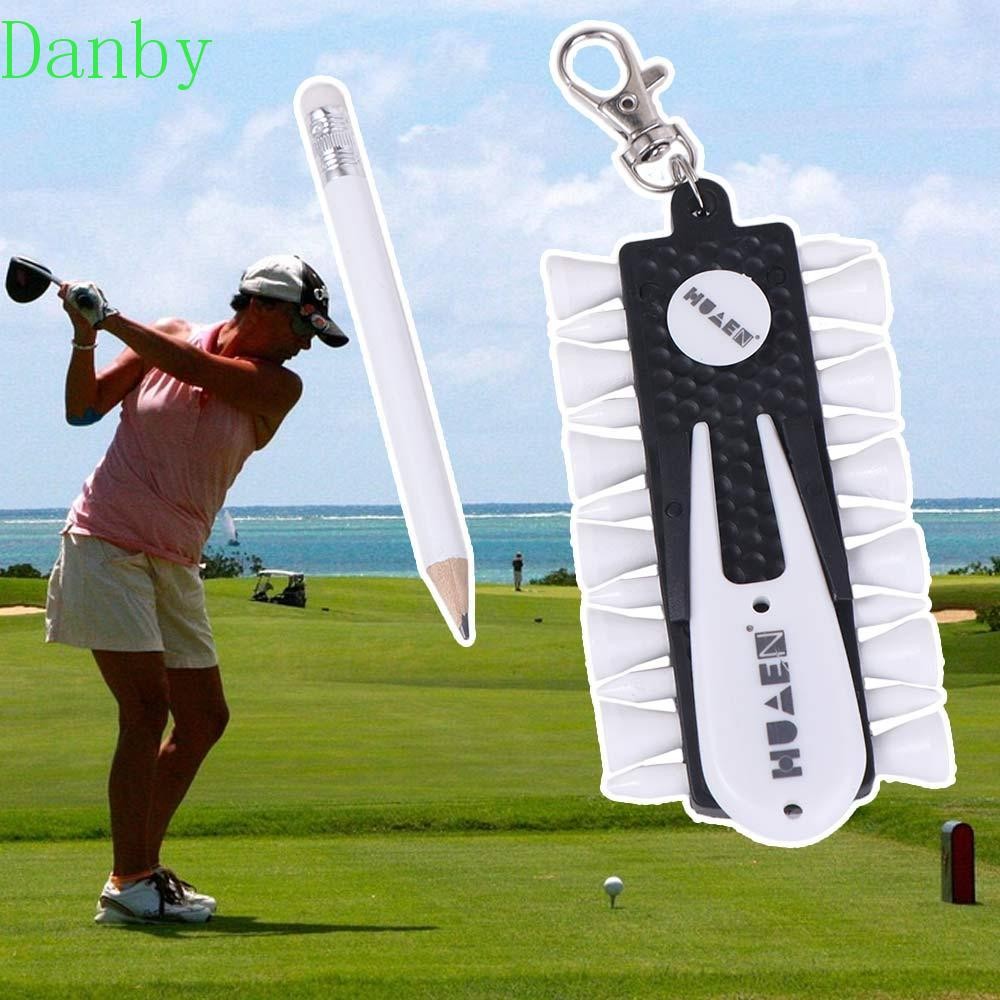 DANBY Golf Tees Rack, Divot Repair เครื่องมืออุปกรณ์เก็บ Tees กอล์ฟ, แบบพกพา 12 ชิ้น Tees 3-in-1 เปล