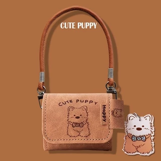 Case for QCY Crossky C50 Leather soft shell storage bag Cute Cat Puppy Pendant Lanyard Suitable for QCY Crossky C50 Shockproof Shell Protective Sleeve