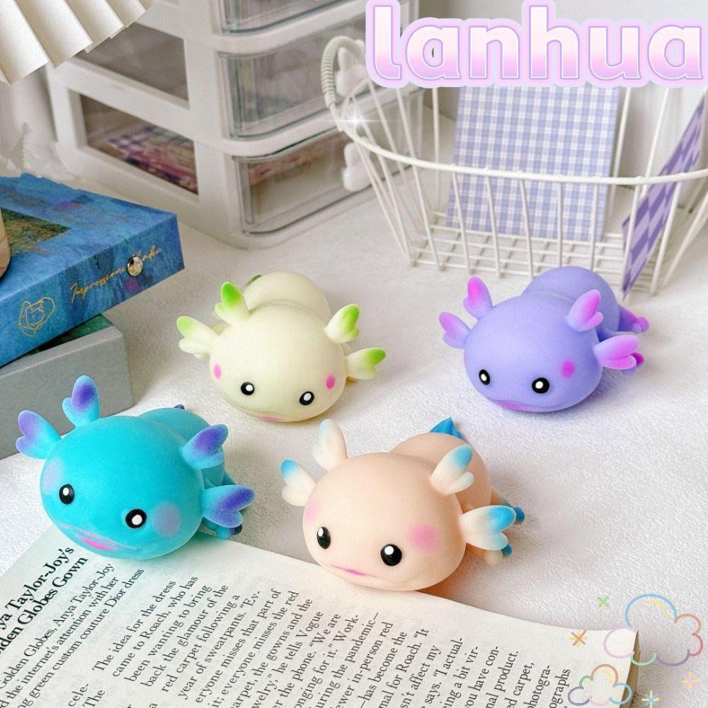 LANHUA การ์ตูนปลา Squishy ของเล่น, Fidget ตุ๊กตาน่ารัก Axolotl บีบของเล่น, ตลกความเครียดบรรเทายืดออก