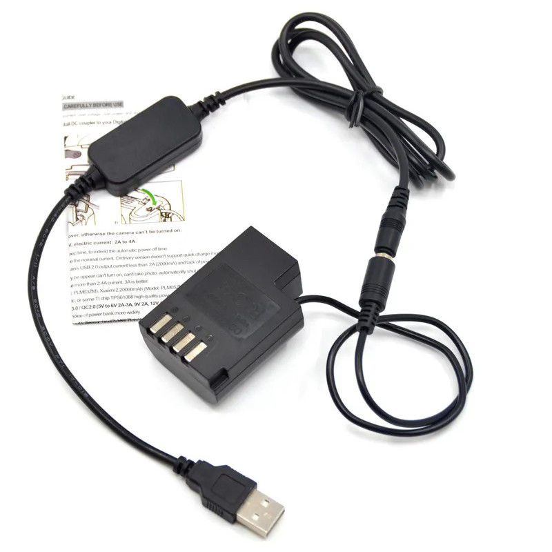 DMW-BLF19 BLF19E DMW-DCC12 DC Coupler + อะแดปเตอร์ USB สายไฟสําหรับ Panasonic Lumix DMC-G9 GH3 GH4 G