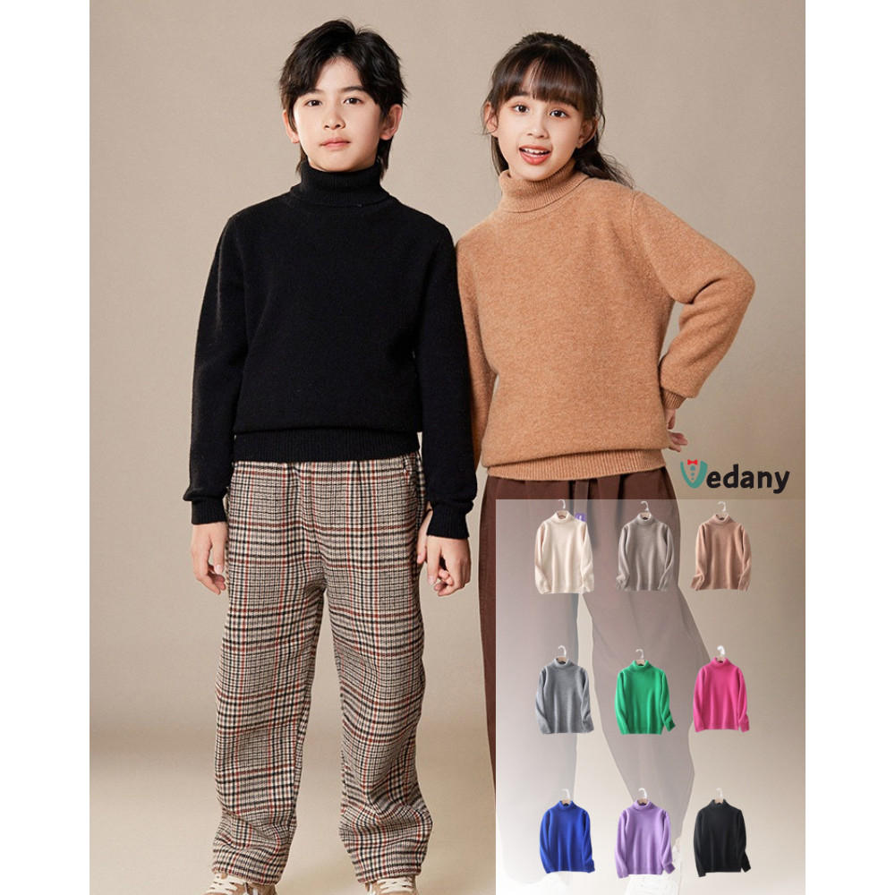 เสื้อไหมพรมเด็กคอเต่าแขนยาว เนื้อผ้านุ่มพิเศษ ใส่อุ่นสบาย รุ่น VEDANY Kids Turtleneck Sweater * VDN-Kids-K1