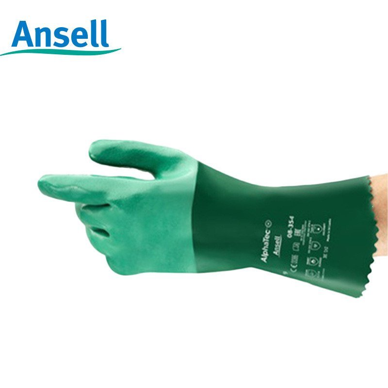 ANSELL ANSELL 8-354 ถุงมือ Neoprene ถุงมือป้องกันสารเคมีปฏิบัติการกันลื่นเหลว 100%