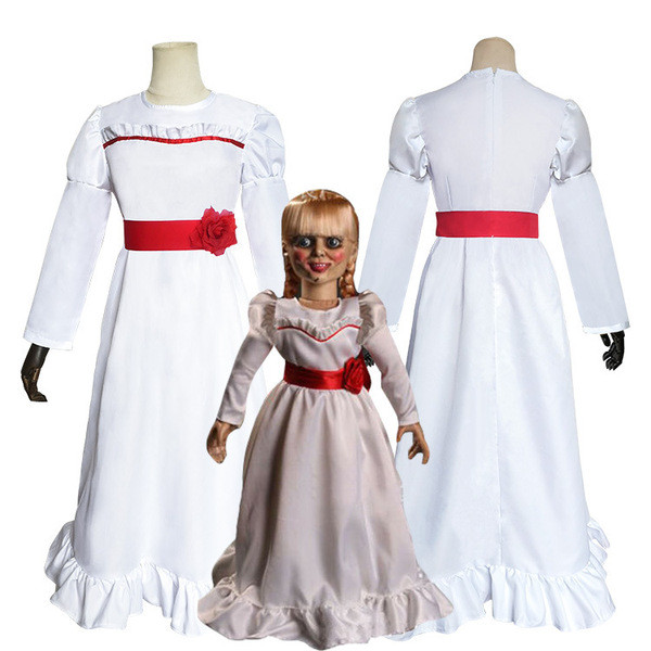 halloween costume ชุดฮาโลวีน ฮาโลวีน ชุดคอสเพลย์ตุ๊กตาหลอน Annabelle สีขาว สำหรับHALOWEEN