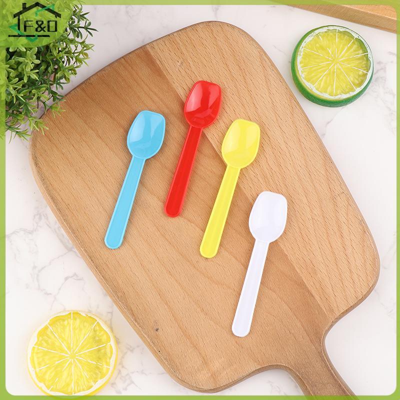 F&O 50 ชิ้นตักขนมตักไอศกรีมพลาสติกช้อนครอบครัวซุปช้อนพลาสติกน่ารัก ting Scoop Great สําหรับงานปาร์ตี