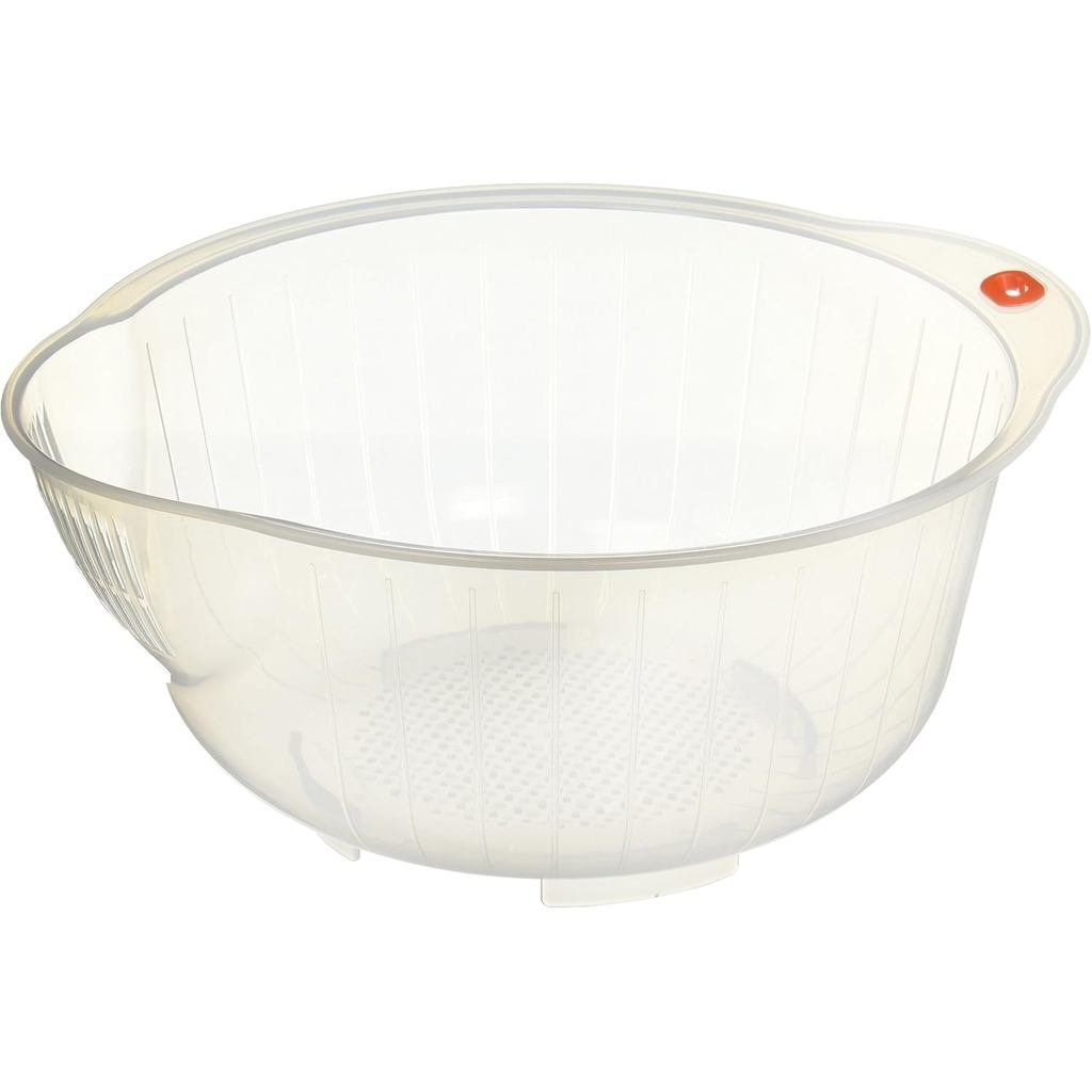 Inomata Japanese Rice Washing Bowl with Strainer, 2.5-Quart Capacity