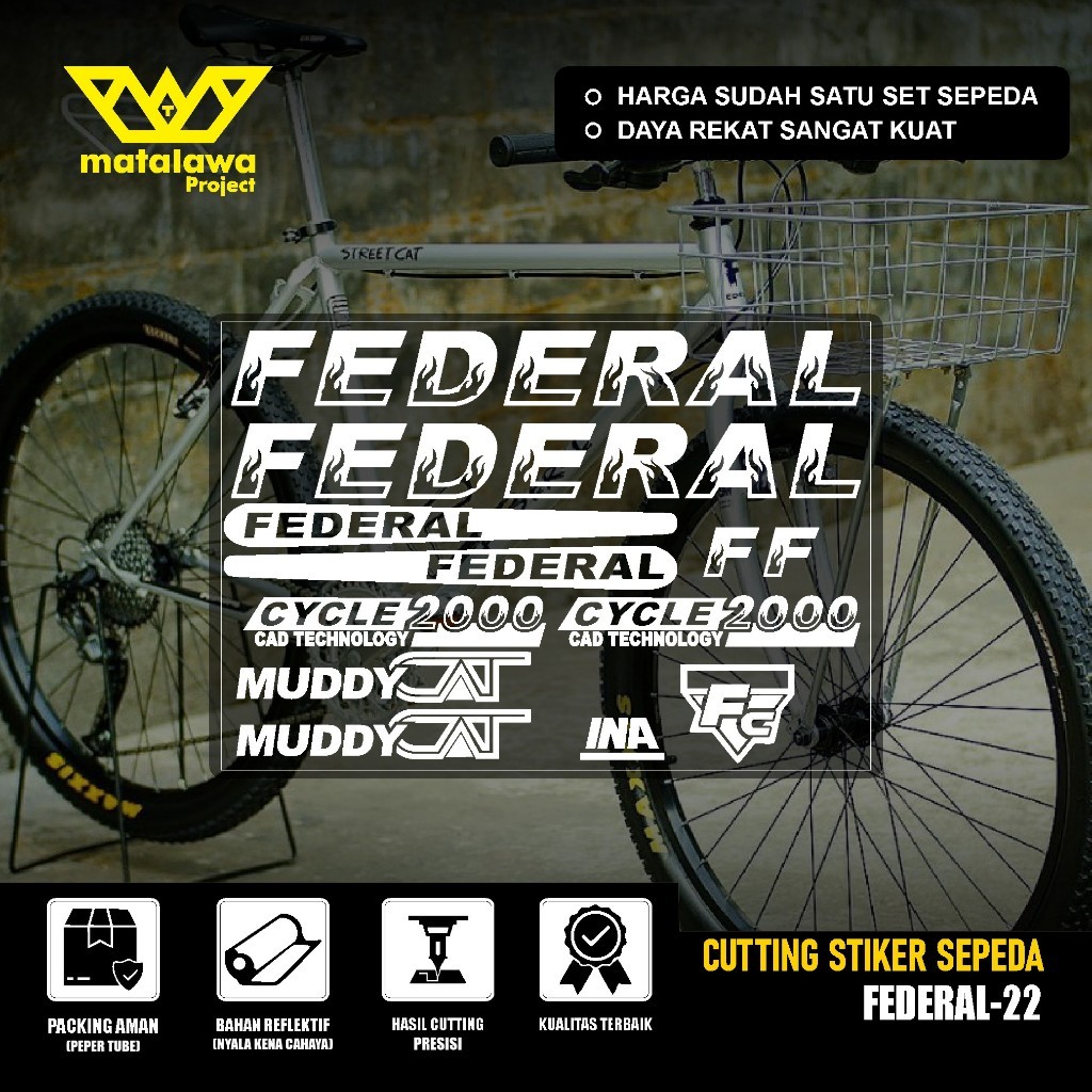 ตัดสติ๊กเกอร์จักรยาน FEDERAL Pussy Cat Sticker Streetcat MG 33 MTB BIKE MUDDYCAT 550 SX SET 22