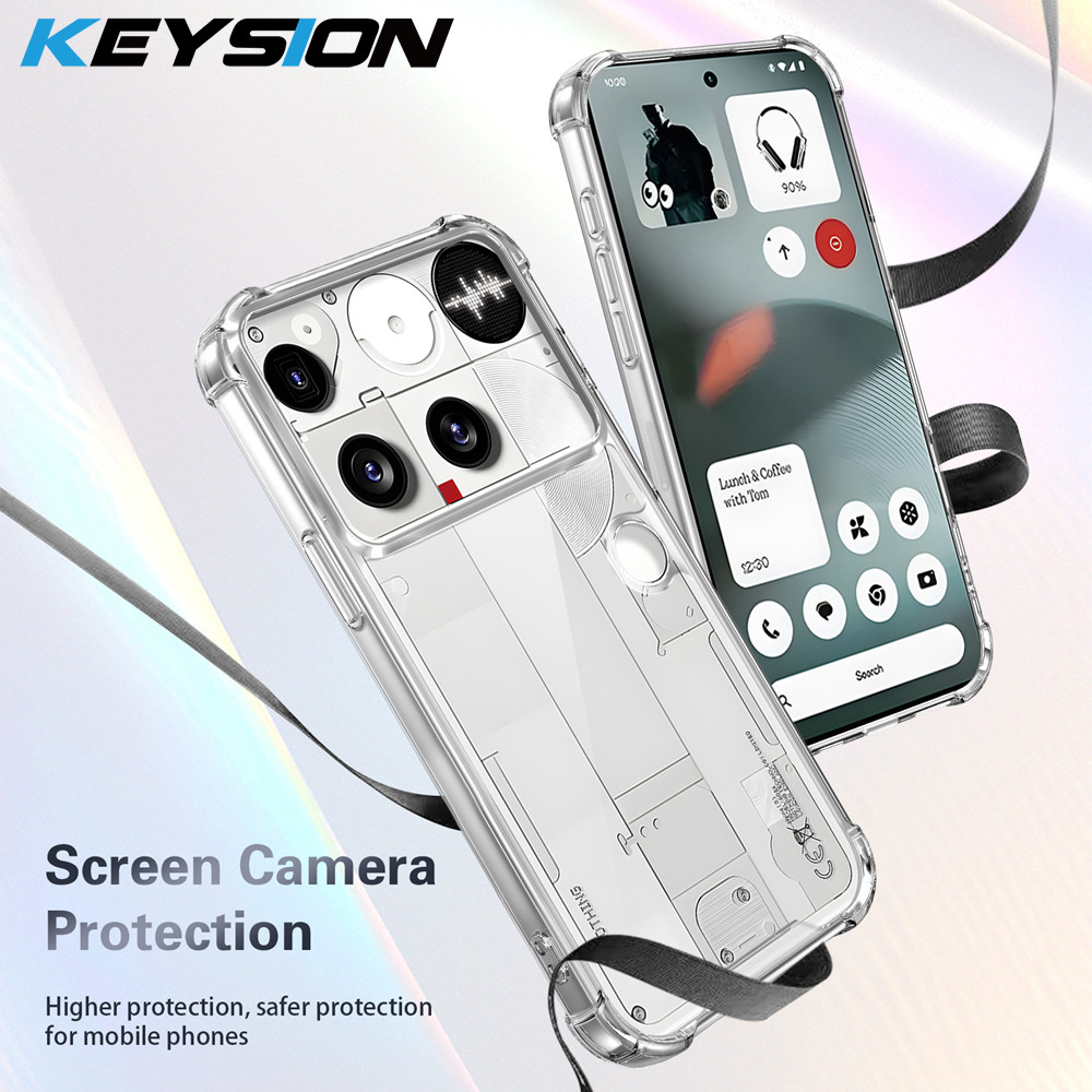 KEYSION สี่มุมกันกระแทกเคสใสสําหรับโทรศัพท์ไม่มีอะไร 3 Soft TPU + PC Clear โทรศัพท์ฝาหลังสําหรับโทรศ