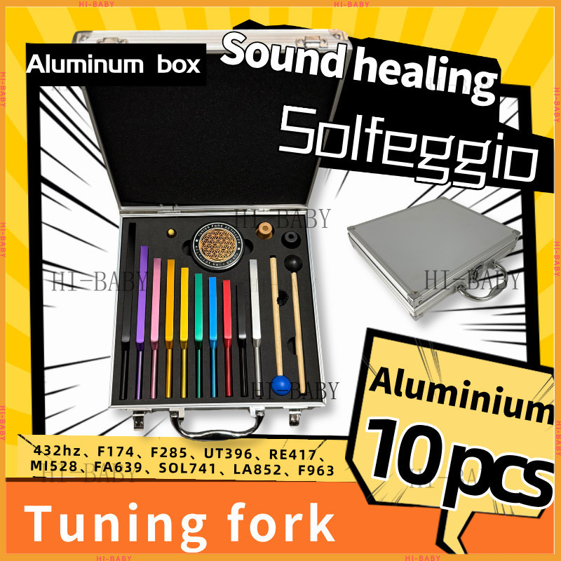 Tuning fork🔔 ส้อมจูนเสียง อัพเกรดจูนส้อมชุด 10 ชิ้นชุด Solfeggio + 432hz ชุดส้อมปรับแต่งส้อม Activat
