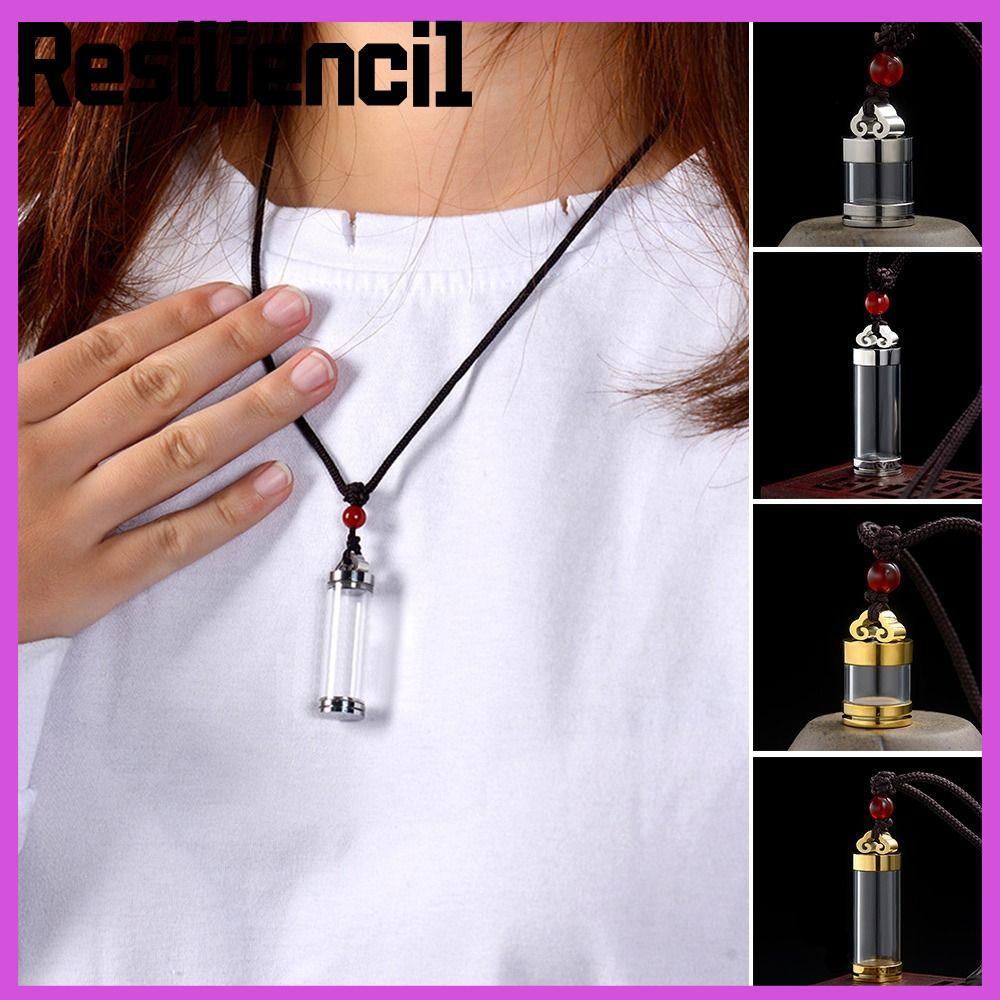 RESILIENCI1 Wishing Bottle Pendant, Aromatherapy Gold Silver Perfume Vial Necklace, Memorial Jewelle