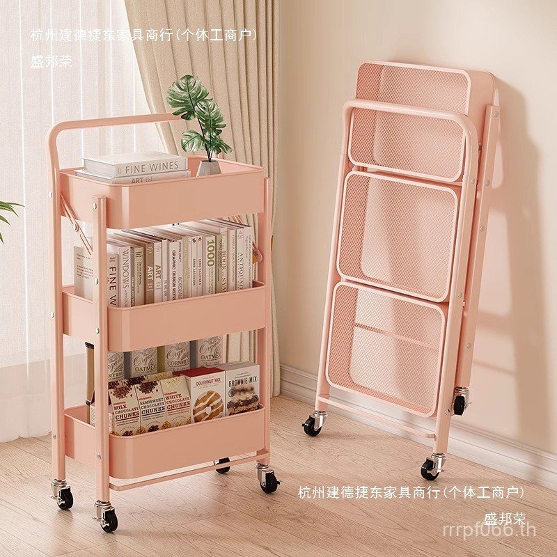 ขนมขบเคี้ยวข้างเตียงแตกฟรีติดตั้งชั้นเก็บชั้นเก็บรถเข็นพับเก็บได้ชั้นวางที่ถอดออกได้หลายชั้น 6LTC