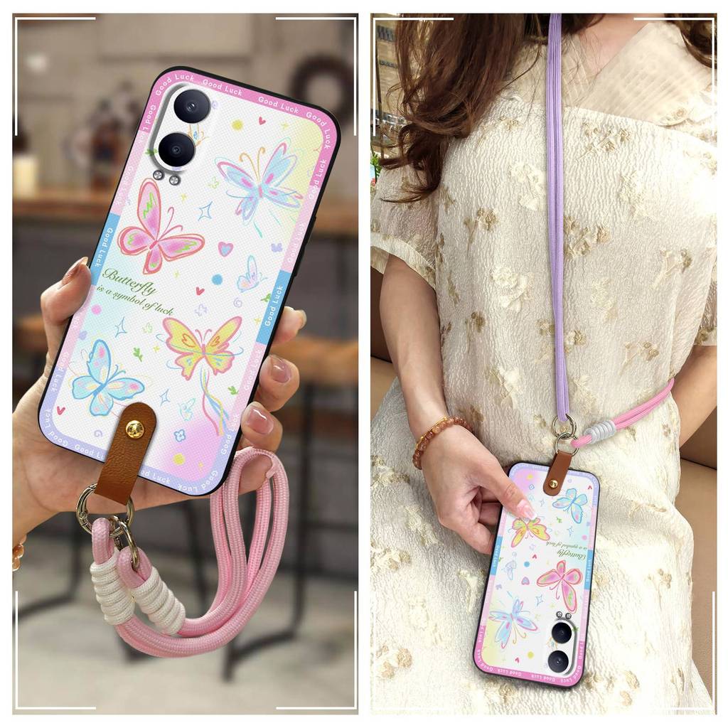 ซิลิโคนCrossbodyเคสโทรศัพท์สําหรับOPPO K12Xจีน/1+Nord CE4Lite Graffitiการ์ตูนFull wrap Lanyardนุ่มกร