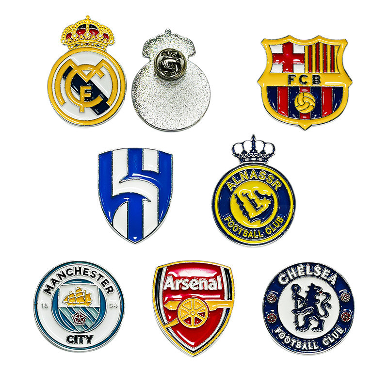 Spot Goods#Football Team Emblem Badge Zinc Alloy Metal Barcelona Real Madrid Al Riyadh Crescent Vict