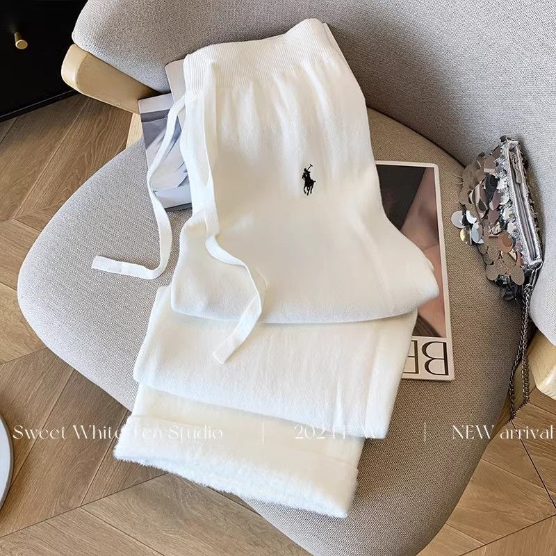 กางเกงขากว้างทอจากขนแกะ ลายเชือกสีขาวสำหรับปัก นุ่มเหมือนข้าวเหนียว เหมาะสำหรับฤดูหนาว