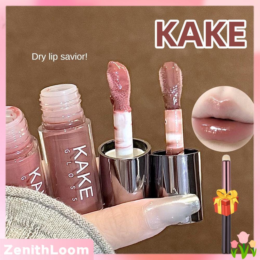 ของขวัญฟรี KAKE Glass Crystal Jelly Lip Gloss ลิปเอสเซนส์ออยล์น้ำบางเบา ลิปสติกเนื้อเจลลี่สีสวย ลิปเ