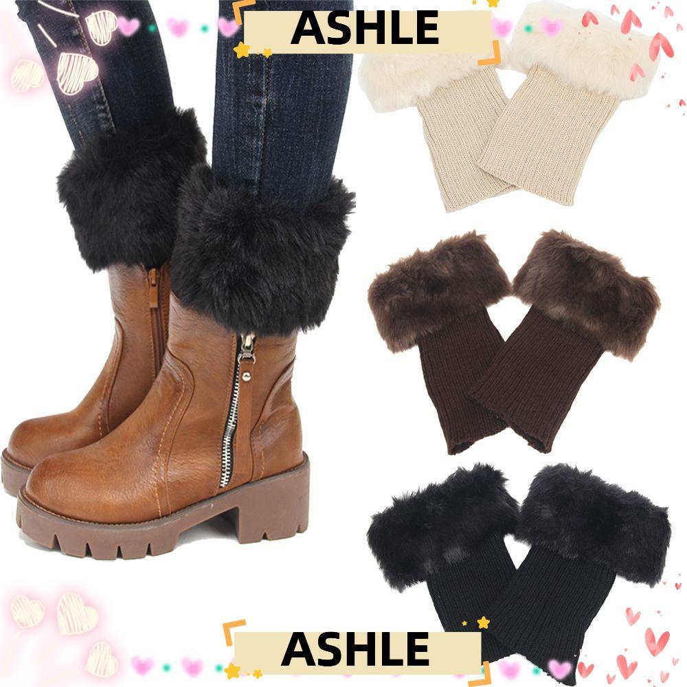 ASHLE อุปกรณ์อุ่นขาแฟชั่นCrochet ขนสัตว์เทียม