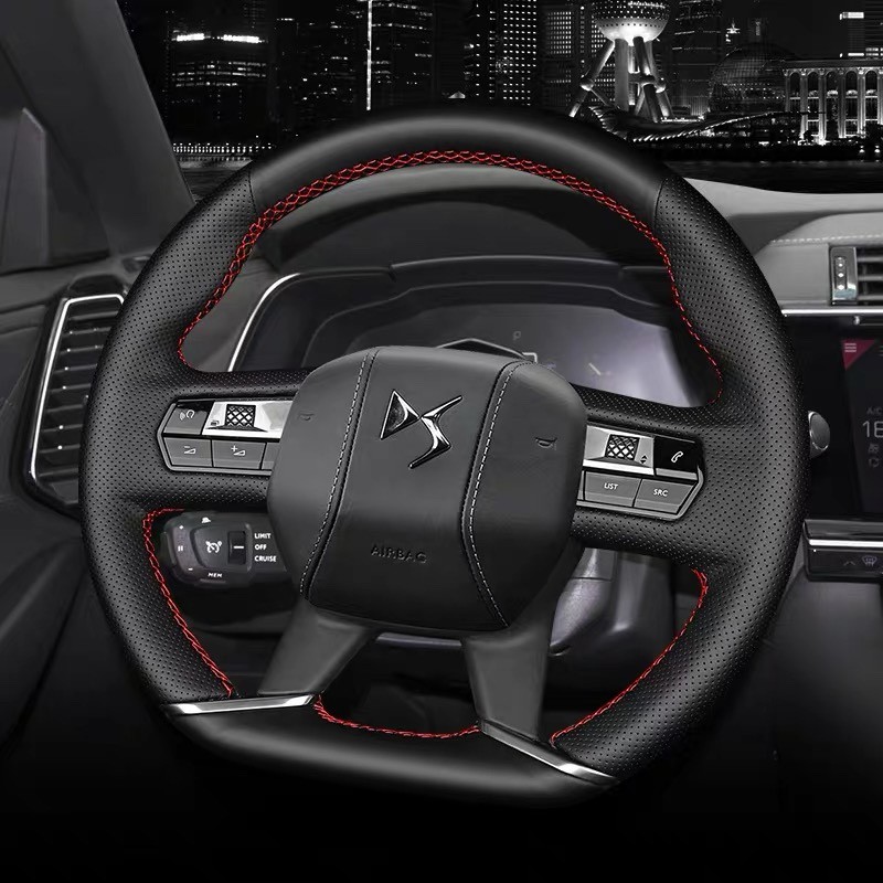DS Citroen 13-18 DS6 DS5LS DS5 ดัดแปลงหนังแท้ Hand-Sewn 21 DS7 DS9 ฝาครอบพวงมาลัย