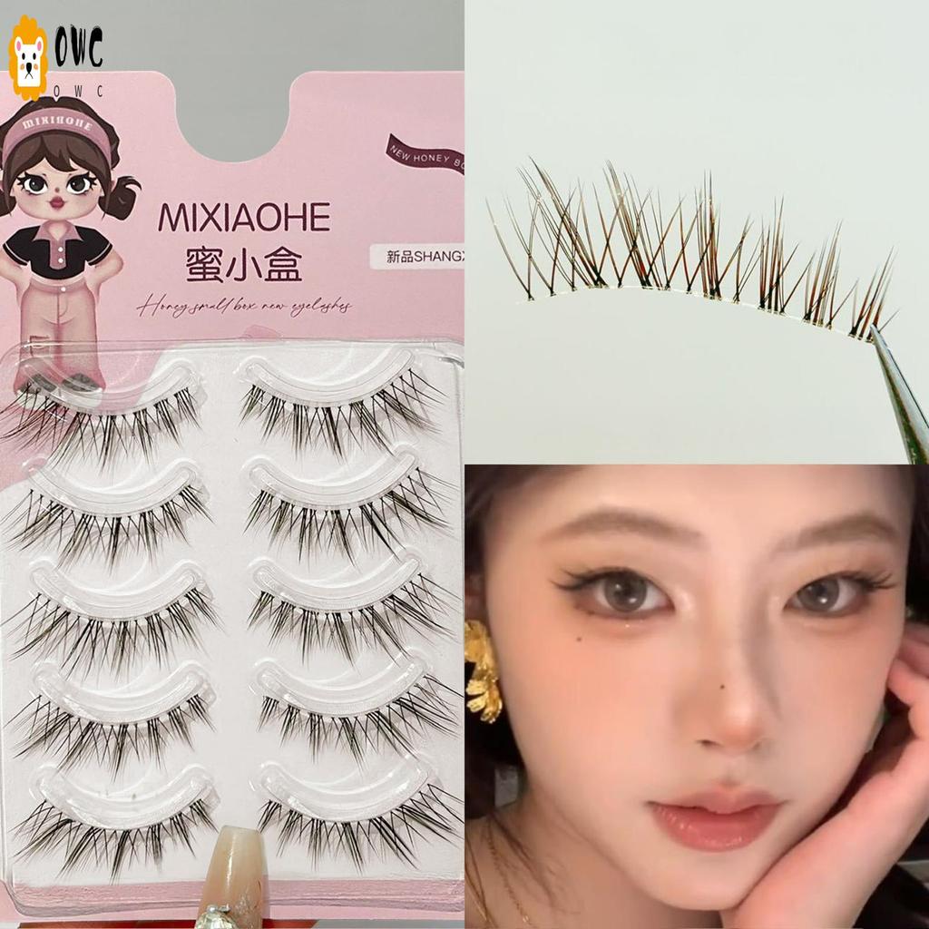 5 คู่น้ําหนักเบาReusable Strip Lashes 3D Volume Natural Strip Lasheseses Salon-Quality Effect
